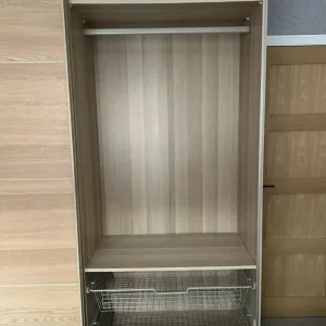 IKEA PAX White Oak Wardrobe – 2 Hang Rails, 5 Shelves, 3 Wire Drawers - Image 8