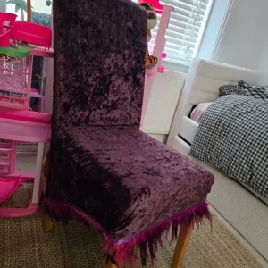 Upholstered purple dining chair - Image 3