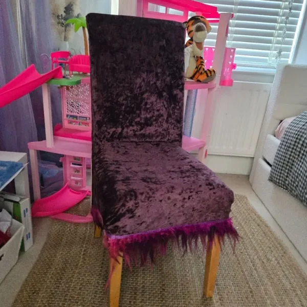 Upholstered purple dining chair