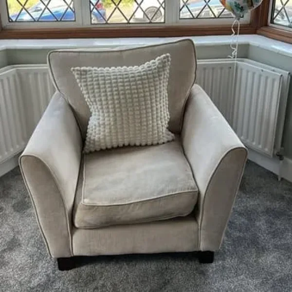 Beige Fabric Armchair
