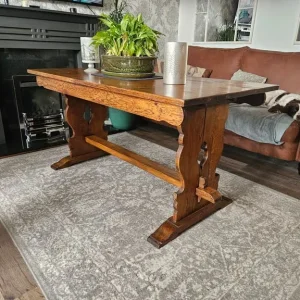 Antique solid oak refectory table - Image 3