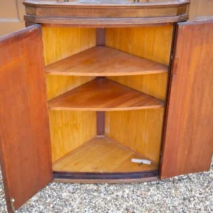 Antique wall mounted shelf unit. Dark wood. 3 shelves. 1800s - Image 5