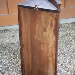 Antique wall mounted shelf unit. Dark wood. 3 shelves. 1800s - Image 6