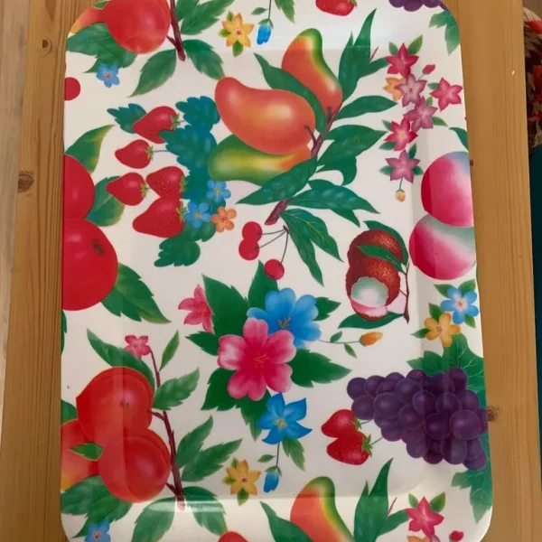 Vintage floral plastic tray 42cmx30cm