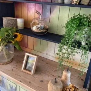 Vintage Pine Dresser with Gothic Painted Details - Image 2
