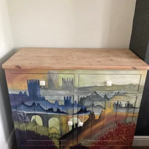 Vintage Pine Dresser with Gothic Painted Details - Image 8
