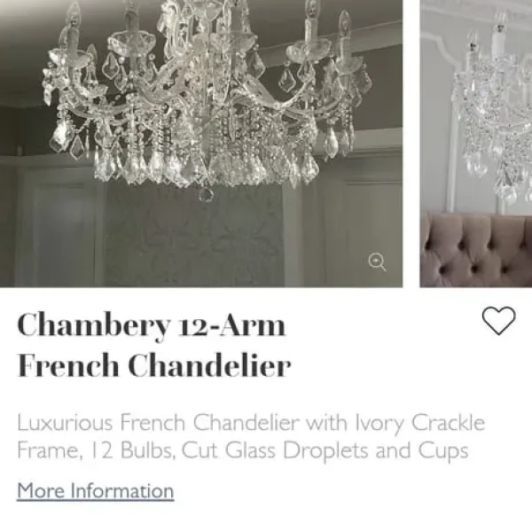 Chamberry 12 Arm French Chandelier Crackled Effect White