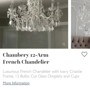 Chamberry 12 Arm French Chandelier Crackled Effect White