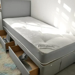 Divan bed with comfortable mattress – available in single, small double, double, and king size