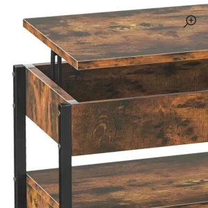 Lift Top Coffee Table with 2 Drawers and LED Light - Image 4