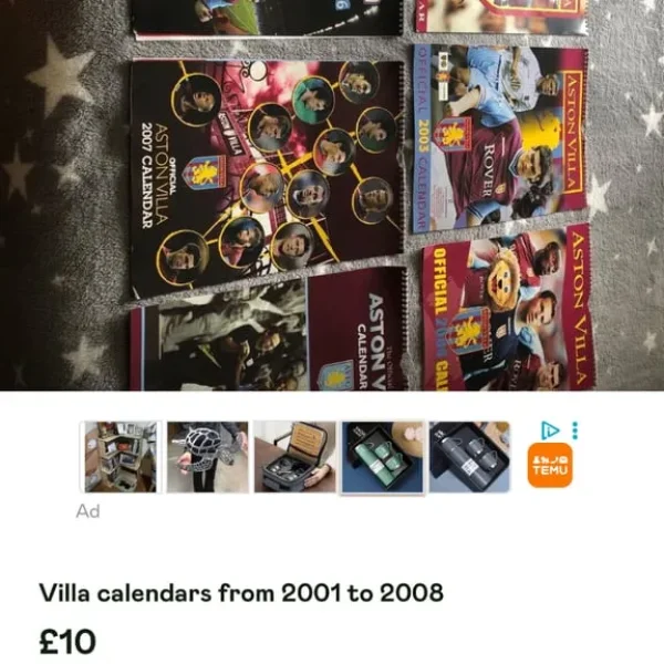 Aston Villa calendars 2001–2008