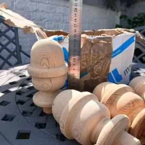 10 Solid Softwood Acorn Design Newel Post Caps - Image 3
