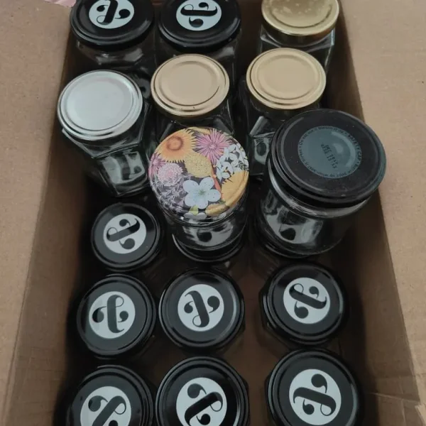 Lots of jam and chutney jars