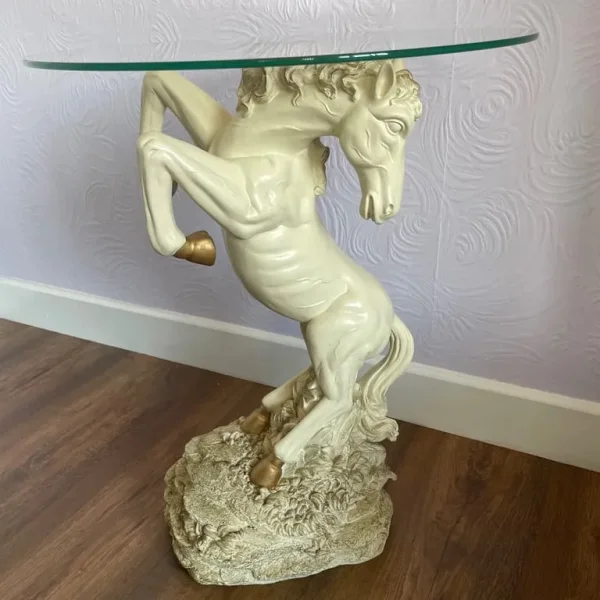 Vintage horse glass table