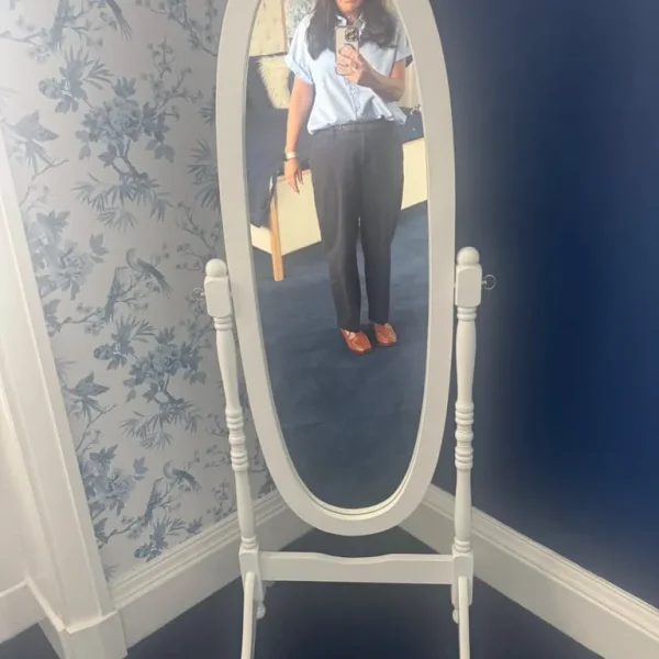 White stand up full length mirror