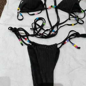 Black bikini with beads