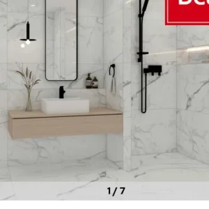 Large marble effect tile splashback - Image 3