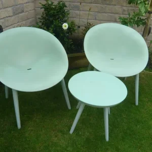 2 Garden Tub Chairs And Small Table Sage Green - Image 2