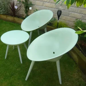 2 Garden Tub Chairs And Small Table Sage Green - Image 3