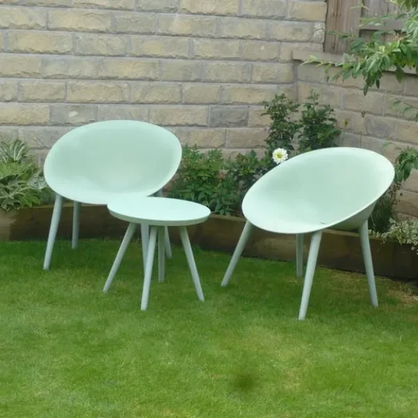 2 Garden Tub Chairs And Small Table Sage Green
