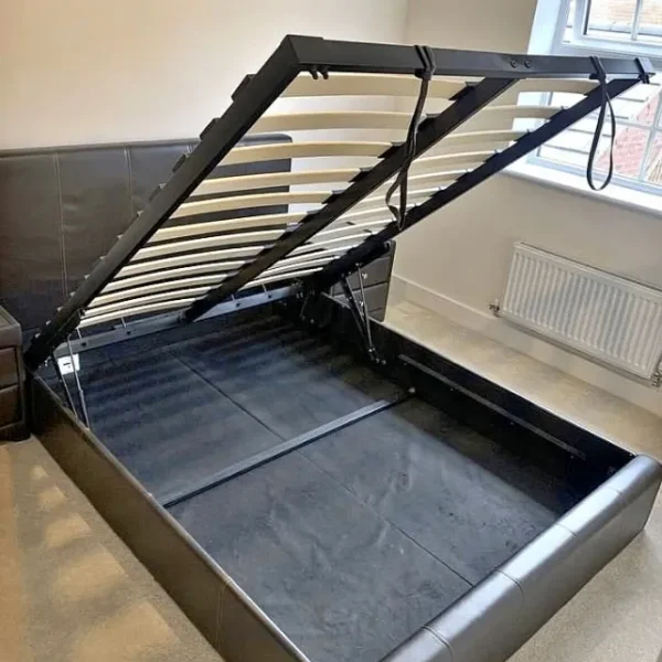 Faux leather double bed frames with optional mattress