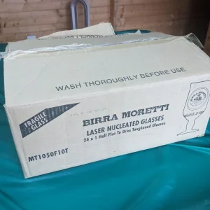 Birra Moretti Half Pint Glasses X 15. New and Boxed