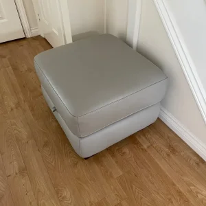 3 seater grey leather sofa, footrest and storage footstool - Image 4