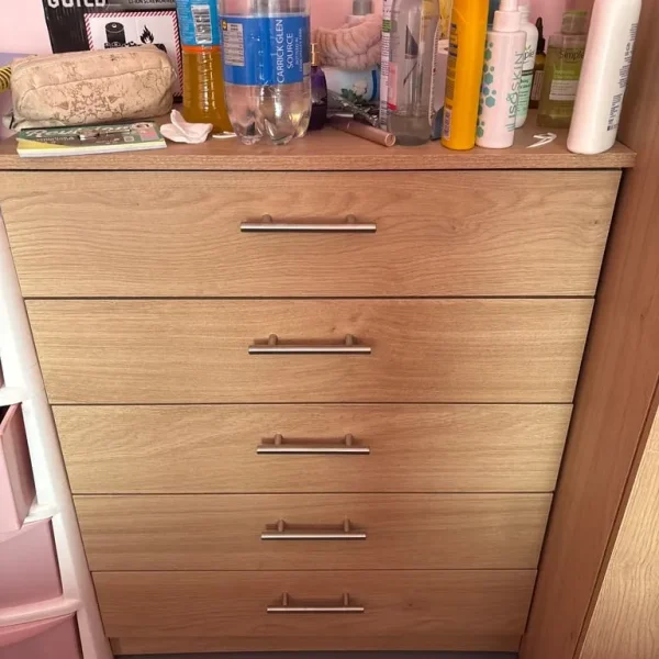 Beige Wooden Chest of Drawers