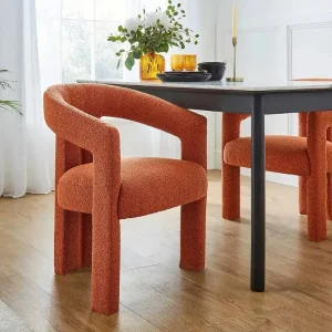Orange Lucilla Dining Chair, Boucle