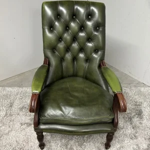 Chesterfield Nursing Chair – Parliament Green Leather, 1989 - Image 2