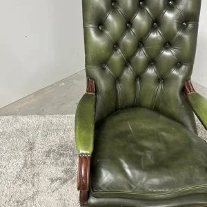 Chesterfield Nursing Chair – Parliament Green Leather, 1989 - Image 3