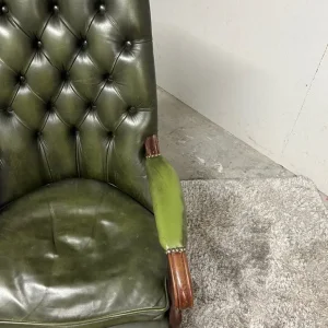 Chesterfield Nursing Chair – Parliament Green Leather, 1989 - Image 4