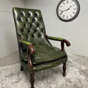 Chesterfield Nursing Chair – Parliament Green Leather, 1989