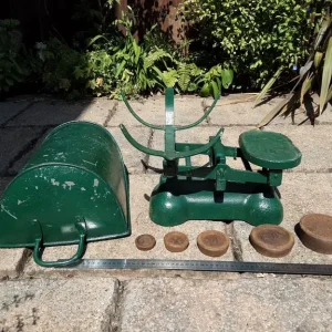 Vintage grocer's scales with weights