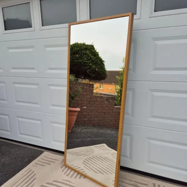 Large IKEA Mirror with Oak and Beech Grain Frame