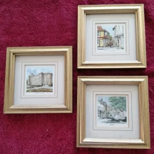 3 x Small North Essex Themed Prints – Colchester Castle, Eld Lane, Dedham High St