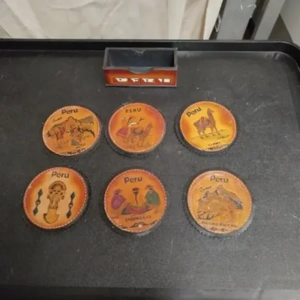 Leather Coasters Set of 6 from Peru