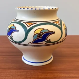 Honiton Pottery 1930s Art Deco Hand-Painted Vase