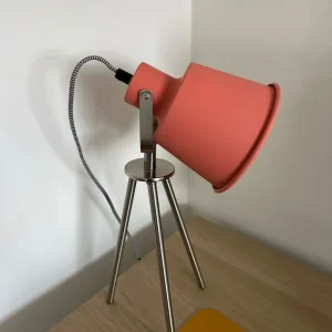 Desk Lamp with Salmon-Coloured Bulb