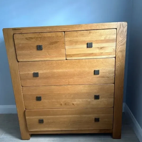 2 x solid oak chest of drawers