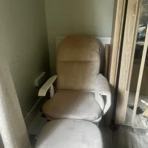 Nursery Glider Rocking Chair with Matching Ottoman – Beige