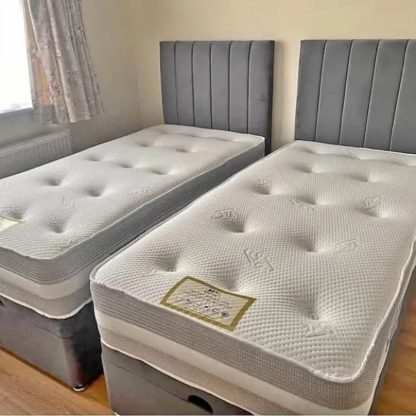 New 2X Single Divan Bed with Mattress and Drawers