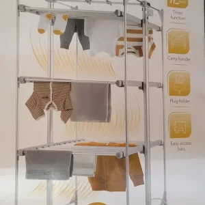 Lakeland Deluxe Dry Soon 3 Tier Heated Airer with Cover and Mesh Peg Shelf