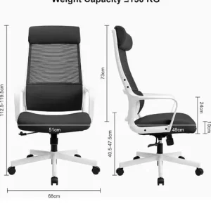 White ergonomic office chair with mesh back and lumbar support - Image 7