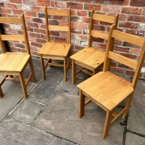 Set of 4 Solid Pine Dining Chairs - Image 2