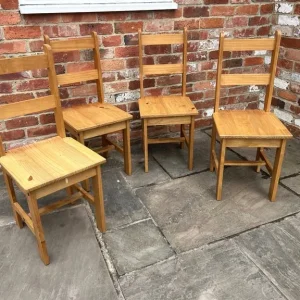 Set of 4 Solid Pine Dining Chairs