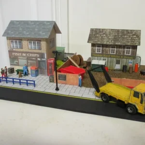 Model Railway Diorama of Scratch Built Builders Merchant and Fish & Chips Shop 00 Gauge