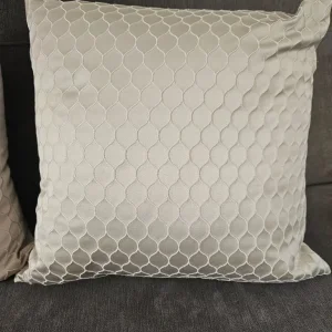 2 silver faux silk cushions from dunelm