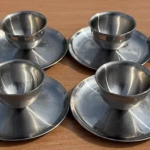 Vintage mid-century stainless steel egg cups by Polaris of Norway