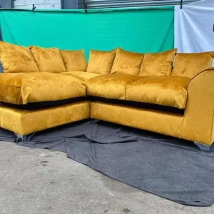 Plush Velvet Sectional Corner with Footstool - Image 2